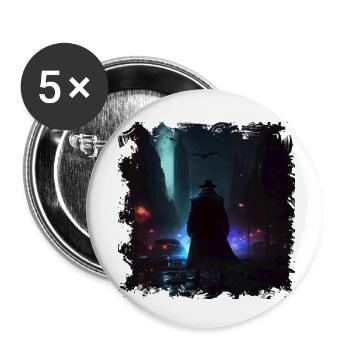 Dark protector in the city with neon light - Buttons small 1''/25 mm (5-pack) - white - Front