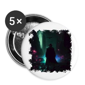 Neon light in the city and a protector of the world - Buttons small 1''/25 mm (5-pack) - white - Front