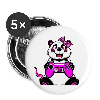 Panda du jeu - Lot de 5 petits badges (25 mm) - blanc - Devant