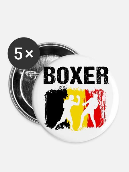 Boxen Belgien Boxer - Buttons klein 25 mm (5er Pack) - Weiß