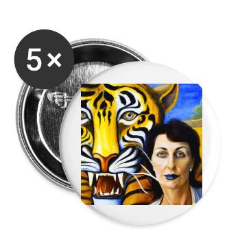 Tigre et femme dessinés comme Salvadore - Lot de 5 petits badges (25 mm) - blanc - Devant