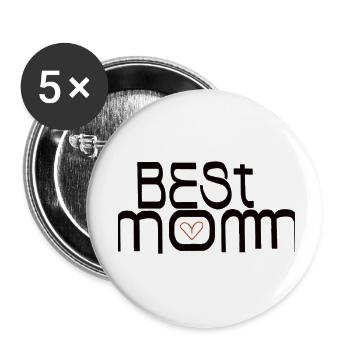 BESTE MUTTER - Buttons klein 25 mm (5er Pack) - Weiß - Vorne