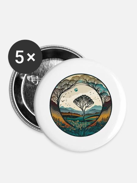 Natürliches Paradies - Buttons klein 25 mm (5er Pack) - Weiß
