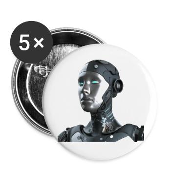 Roboter - Buttons klein 25 mm (5er Pack) - Weiß - Vorne