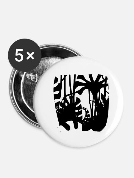 Silhouette des Dschungels - Buttons klein 25 mm (5er Pack) - Weiß