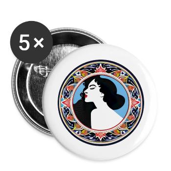 Badge Femme ArtNouvaue 06 01 - Lot de 5 petits badges (25 mm) - blanc - Devant