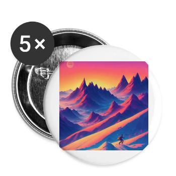 Randonnée neige sur les sommets des Alpes - Lot de 5 petits badges (25 mm) - blanc - Devant