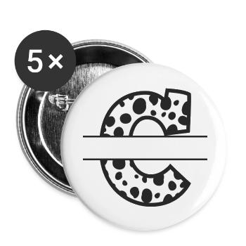 Letter C benutzerdefiniertes Kuhmuster - Buttons klein 25 mm (5er Pack) - Weiß - Vorne