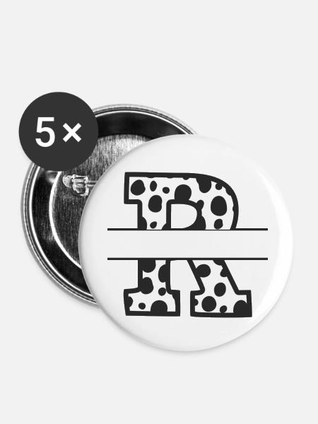 Letter R benutzerdefiniertes Kuhmuster - Buttons klein 25 mm (5er Pack) - Weiß