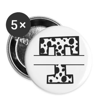 Buchstabe T benutzerdefiniertes Kuhmuster - Buttons klein 25 mm (5er Pack) - Weiß - Vorne