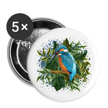 Bunter Vogel - Buttons klein 25 mm (5er Pack) - Weiß - Vorne