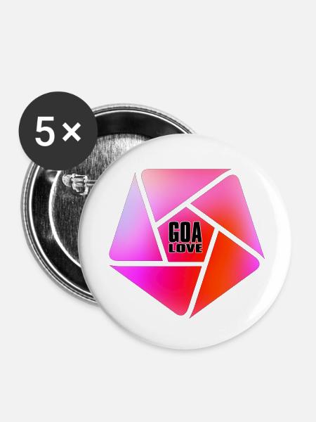 GOA LOVE - Buttons klein 25 mm (5er Pack) - Weiß