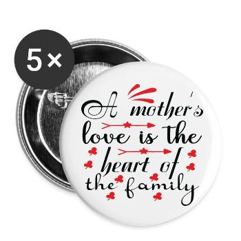 A mothers love is the heart of the family - Buttons small 1''/25 mm (5-pack) - white - Front