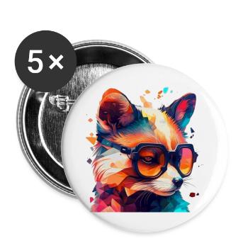 Fox in bright neon disco light as trend design - Buttons small 1''/25 mm (5-pack) - white - Front