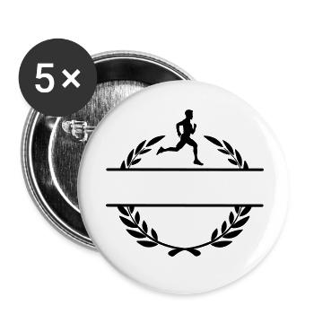 Läufer im Lorbeerkranz transparentes Logo - Buttons klein 25 mm (5er Pack) - Weiß - Vorne