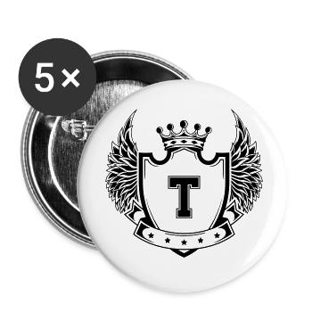 Armoiries T - Lot de 5 petits badges (25 mm) - blanc - Devant