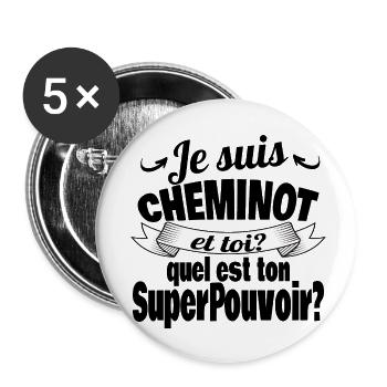 je suis cheminot - Lot de 5 petits badges (25 mm) - blanc - Devant