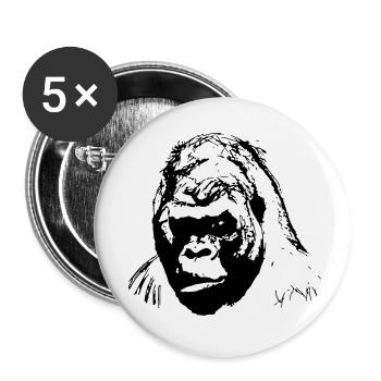Gorille Angola Cameroun Rainforest Africa Cadeau - Lot de 5 petits badges (25 mm) - blanc - Devant