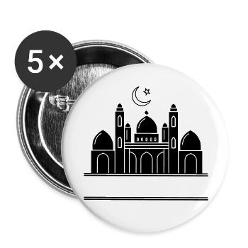 Moschee religiöses Bethaus mit Textleiste - Buttons klein 25 mm (5er Pack) - Weiß - Vorne