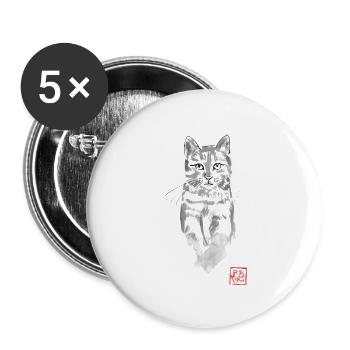 Katze im Baum beobachten - Buttons klein 25 mm (5er Pack) - Weiß - Vorne