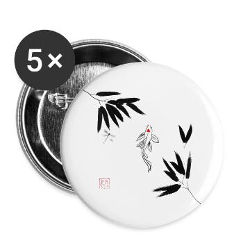 koi in water - Lot de 5 petits badges (25 mm) - blanc - Devant