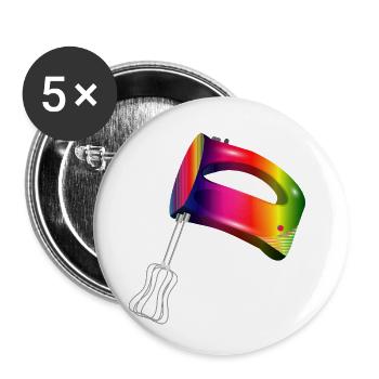 Handrührgerät in bunten Regenbogen Farben - Buttons klein 25 mm (5er Pack) - Weiß - Vorne