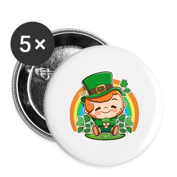 Saint Patrick’s Day Feiertag Sticker - Buttons klein 25 mm (5er Pack) - Weiß - Vorne