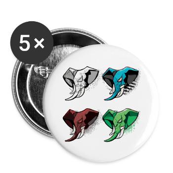 Les 4 éléphants - Lot de 5 petits badges (25 mm) - blanc - Devant