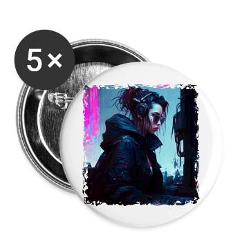A female soldier of the future in the underground - Buttons small 1''/25 mm (5-pack) - white - Front