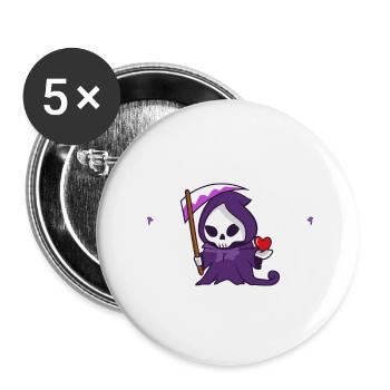 Funny Grim Reaper Inc. Logo, Goth Dark Humor - Buttons klein 25 mm (5er Pack) - Weiß - Vorne