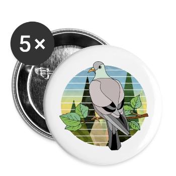 Vogel - Buttons klein 25 mm (5er Pack) - Weiß - Vorne