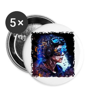 High-tech pilot in the cyber war of the future - Buttons small 1''/25 mm (5-pack) - white - Front