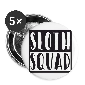 Escouade de paresseux - Lot de 5 petits badges (25 mm) - blanc - Devant