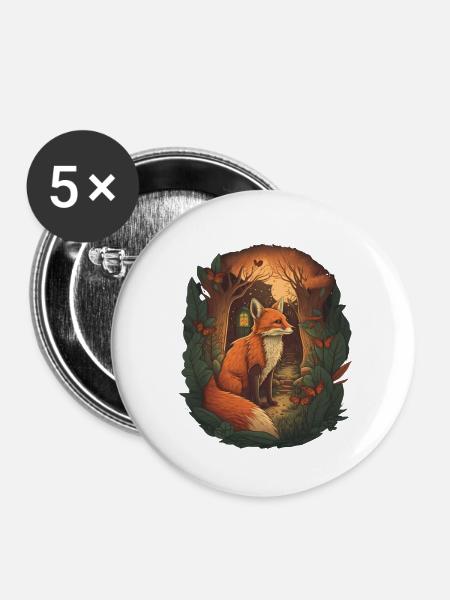 roter fuchs in einem wald - Buttons klein 25 mm (5er Pack) - Weiß