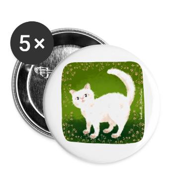 cute cat - Buttons small 1''/25 mm (5-pack) - white - Front
