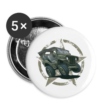 Willys MB Offroader 4x4 Star ROOFTOP Us Army - Buttons klein 25 mm (5er Pack) - Weiß - Vorne