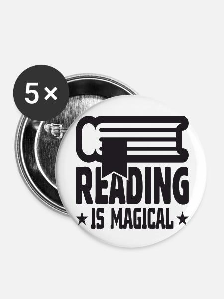 Reading is Magical - Buttons klein 25 mm (5er Pack) - Weiß