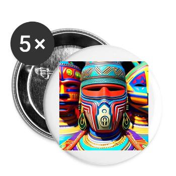Art abstrait d’une tête 2 - Lot de 5 petits badges (25 mm) - blanc - Devant