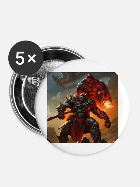 Orc-Kämpfer - Buttons klein 25 mm (5er Pack) - Weiß