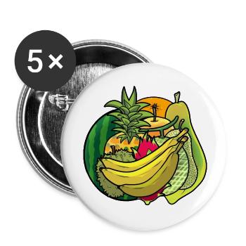 Vitamines d’été Fruits Fruits Rafraîchissement Régime - Lot de 5 petits badges (25 mm) - blanc - Devant