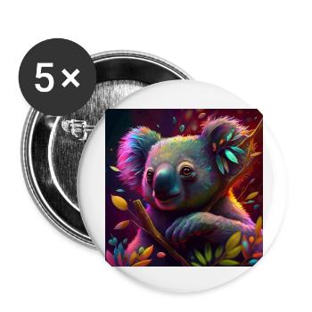 Farbiger Koala, einzigartiges Design - Buttons klein 25 mm (5er Pack) - Weiß - Vorne