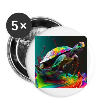Farbige Schildkröte, einzigartiges Design - Buttons klein 25 mm (5er Pack) - Weiß - Vorne