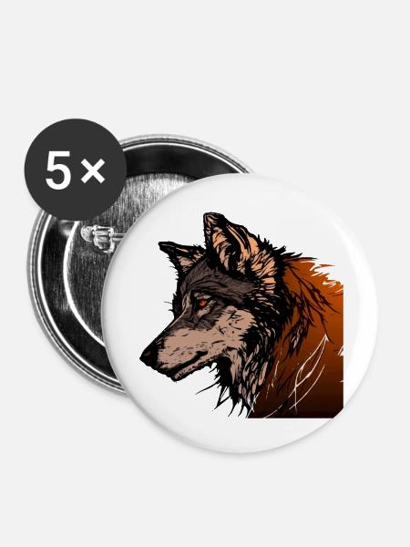 Der Wolf - Buttons klein 25 mm (5er Pack) - Weiß