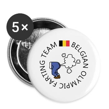 Belgian farting team - Buttons small 1''/25 mm (5-pack) - white - Front