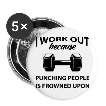 Ich mache Krafttraining. Lustiges Fitness-Geschenk - Buttons klein 25 mm (5er Pack) - Weiß - Vorne