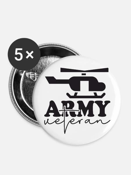 Army Veteran - Buttons klein 25 mm (5er Pack) - Weiß