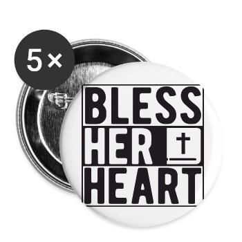 Bénissez son cœur - Lot de 5 petits badges (25 mm) - blanc - Devant
