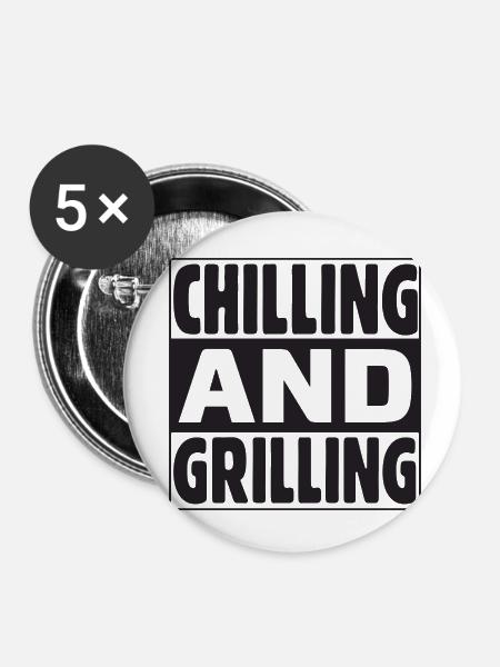 Chilling and Grilling - Buttons klein 25 mm (5er Pack) - Weiß