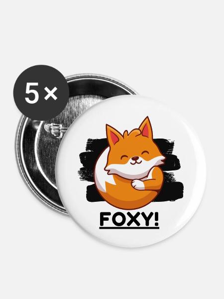 Foxy! - Buttons klein 25 mm (5er Pack) - Weiß