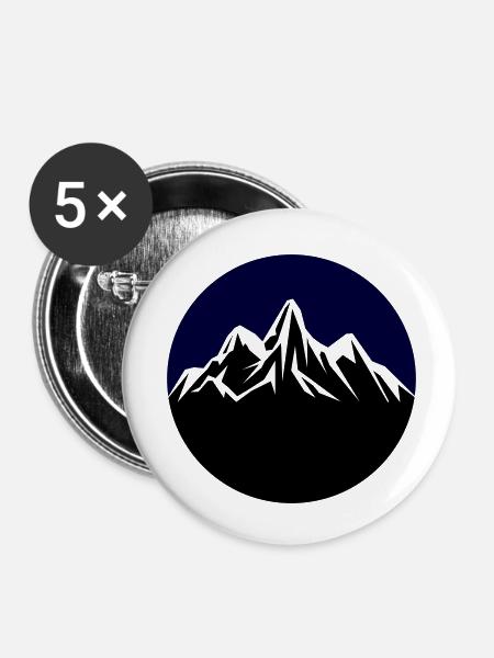 mountains - Buttons klein 25 mm (5er Pack) - Weiß
